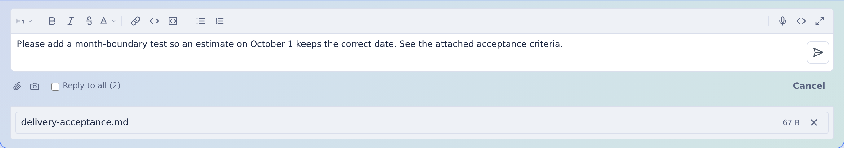 Follow-up composer requesting a month-boundary test with delivery-acceptance.md attached